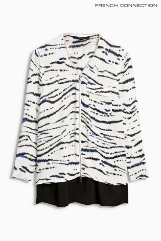 White French Connection Tapir Wave Print Crepe Blouse